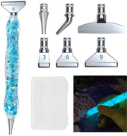 Kit di pittura con diamanti a punta metallica, accessori e strumenti per la pittura con diamanti DIY, 6 stili, punta a 5D, sostitutivi di punte metalliche per pennelli a diamanti, pennelli illuminanti per arte con diamanti