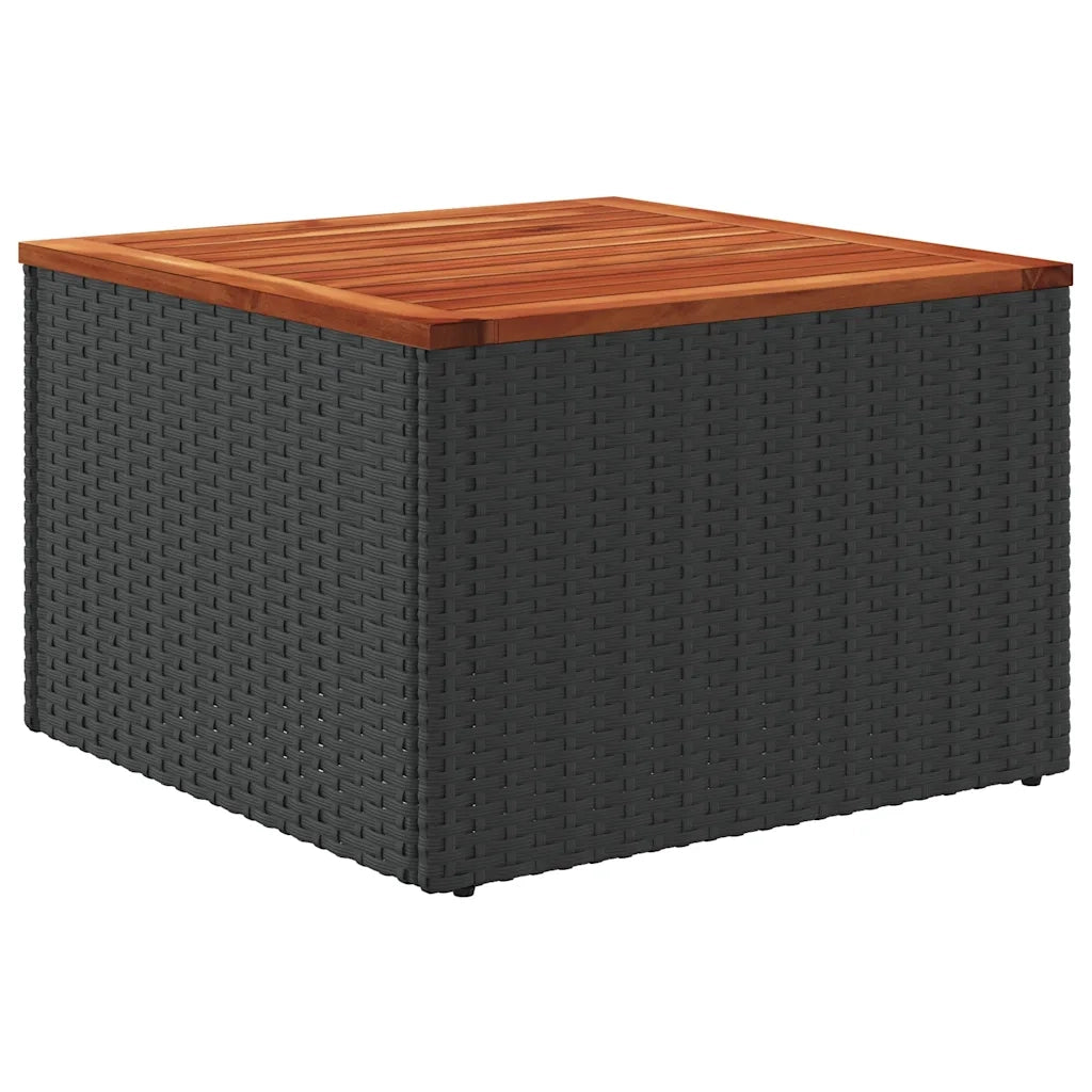 Tavolo da giardino nero 55x55x37 cm in polyrattan e legno di acacia 365975