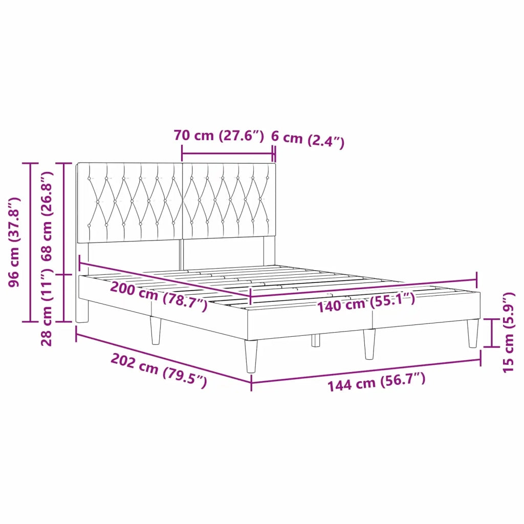 Struttura del letto Grigio Scuro 140 x 200 cm Velluto 42027668
