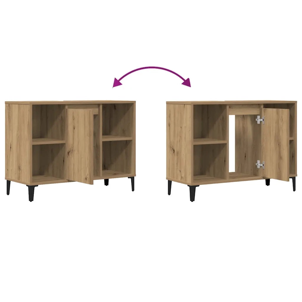 Mobile Lavabo Rovere Artigianale 80x33x60 cm Legno Multistrato 857136