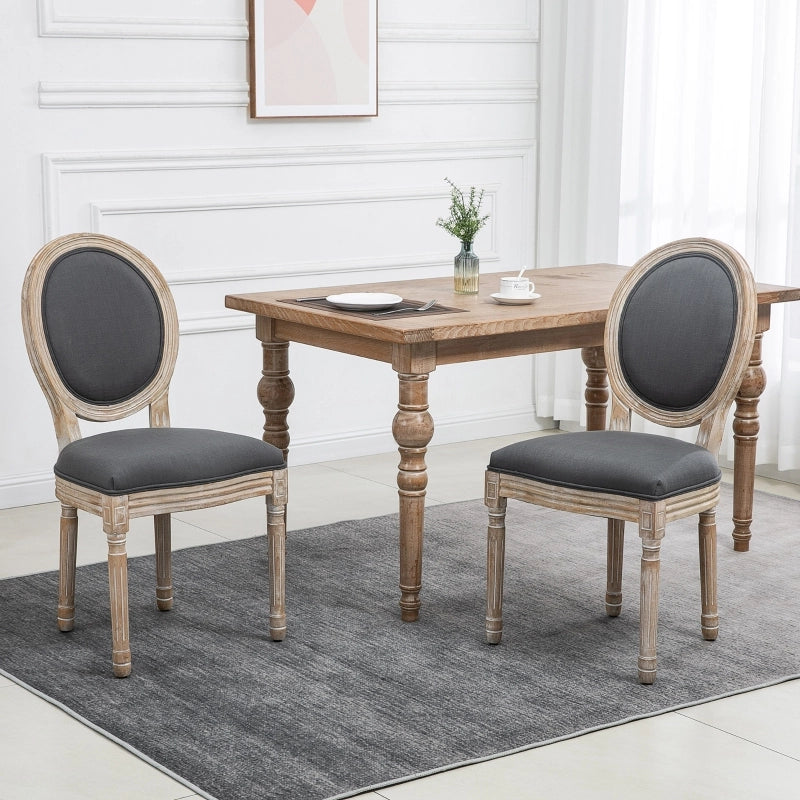 Sedie da sala da pranzo set da 2 con schienale imbottito e piedini regolabili in legno e metallo grigio