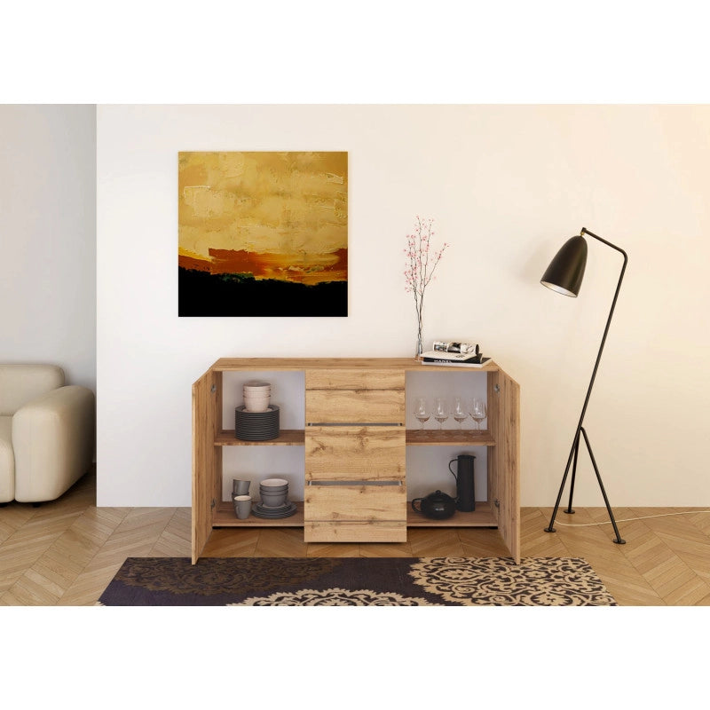 Madia moderna 2 ante/3 cassetti 150x40x83,5 cm Elios - Quercia Natura