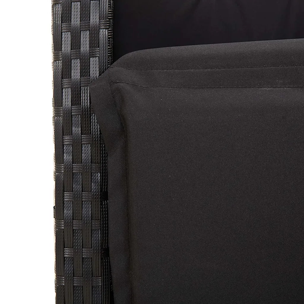 Set da Pranzo da Giardino 9 pz con Cuscini Nero in Polyrattan 3212937