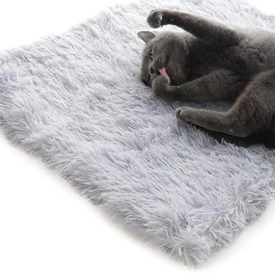 Matrimoniale auto-isciatrice per gatti piccoli cani, funzione 2-in-1 deken morbido a pelo per interni gatto cane peloso (grigio)