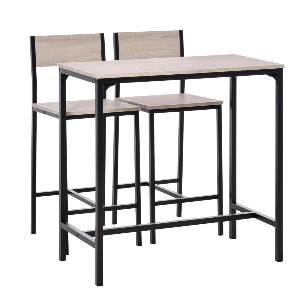 Set tavolo bar con 2 sgabelli; struttura stabile; facile da pulire; MDF; naturale