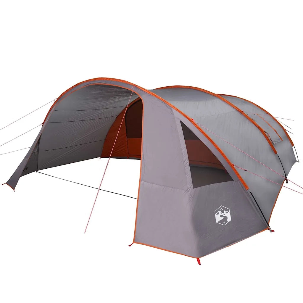 Tenda Tunnel per 6 Persone con tetto-Tenda da campeggio Grigio e arancione
