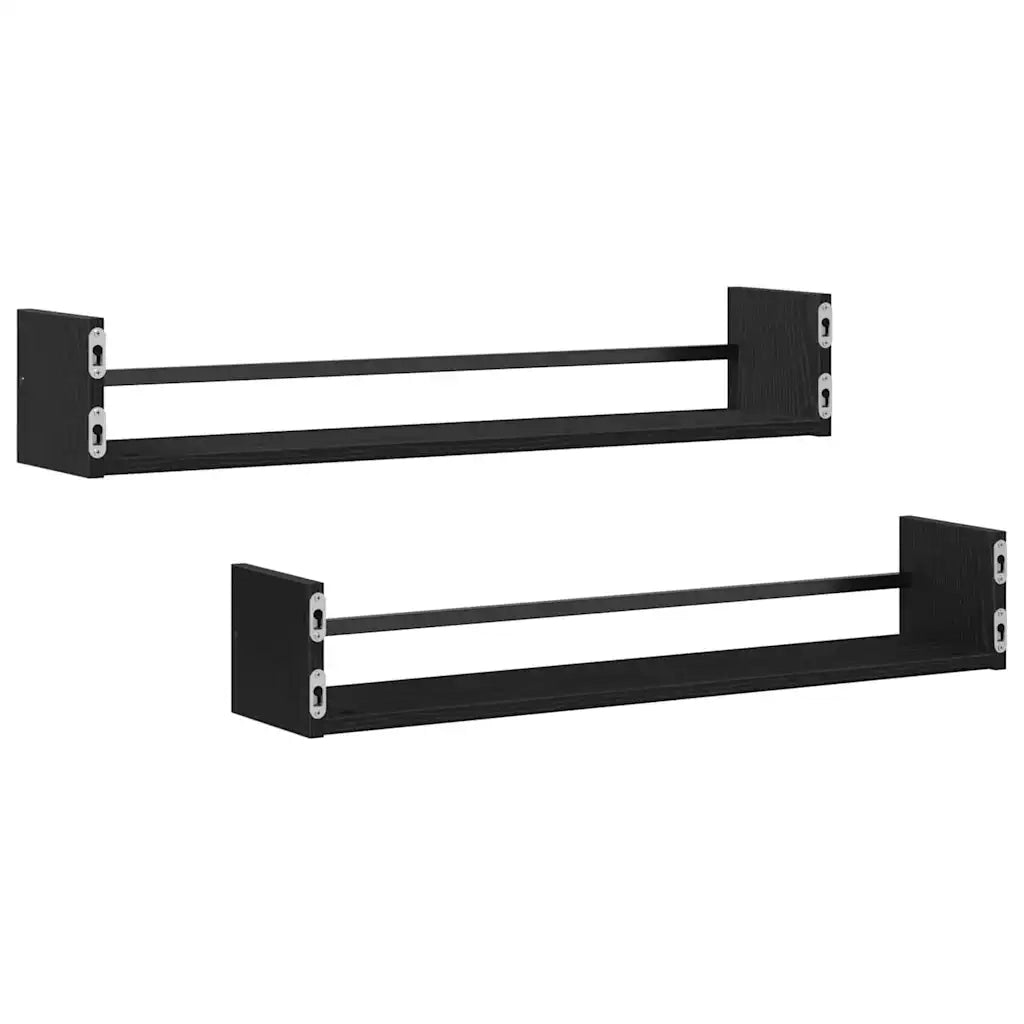 Scaffale da parete 2 pcs Rovere Nero 80 x 16 x 14 cm 869087