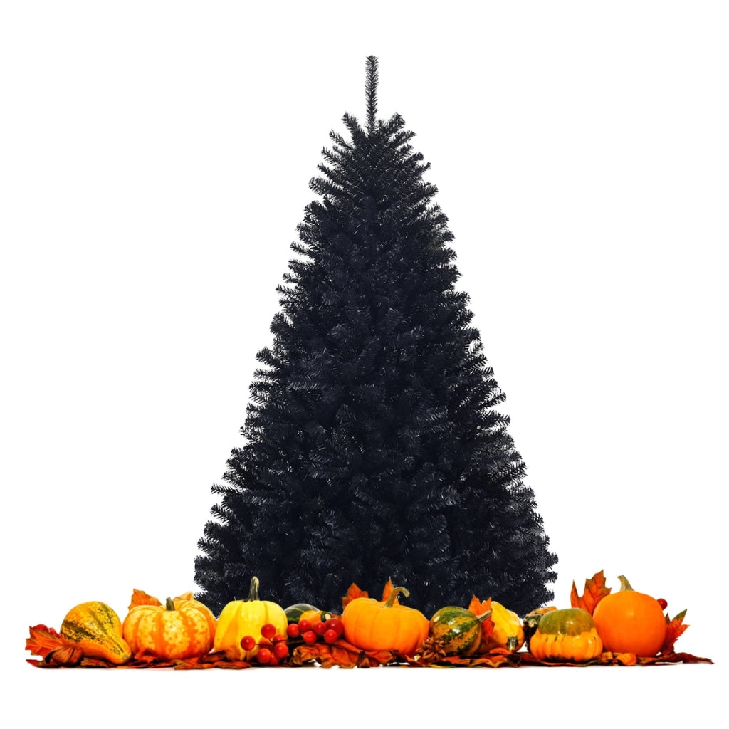 Albero di Natale 180 cm, 1036 rami, Abete artificiale non illuminato con base solida di metallo, Nero-Alberi di Natale