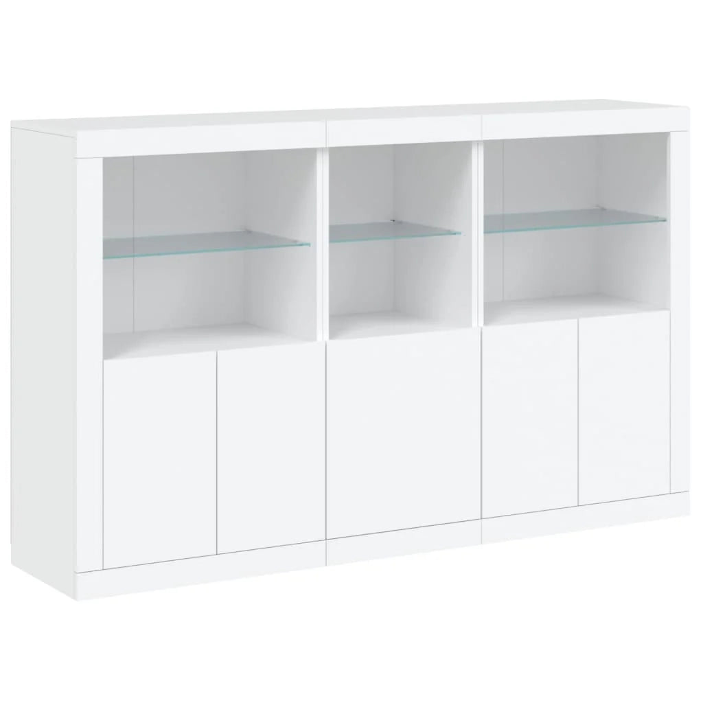 Buffet credenza cassettiera armadio mobile contenitore organizer per cucina soggiorno salotto con luci LED 162 x 37 x 100 cm bianco 02_0029831