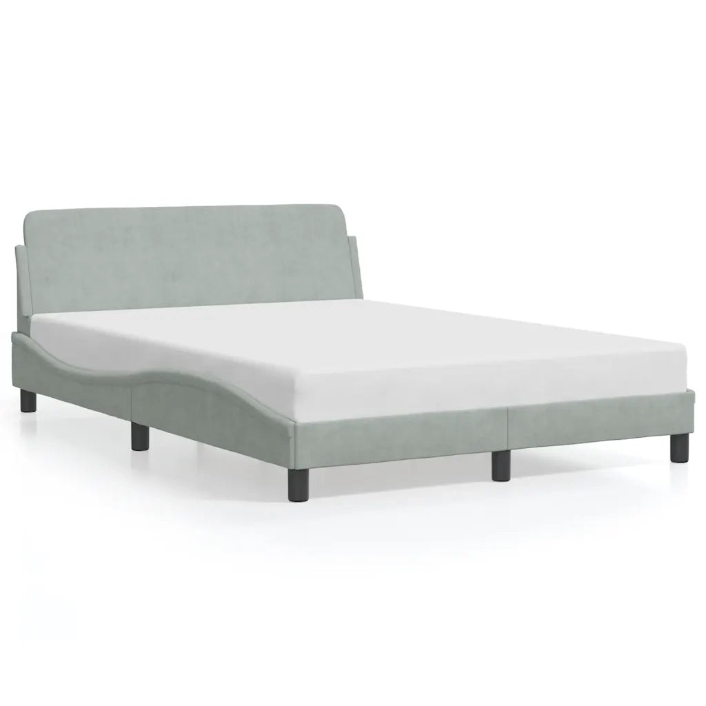 Letto matrimoniale | Letto per adulti | Giroletto Dover Grigio Chiaro 120x200 cm Velluto
