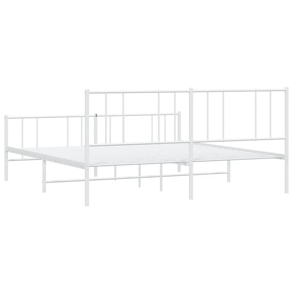 Letto matrimoniale | Letto per adulti | Giroletto con Testiera e Pediera Metallo Bianco 183x213 cm