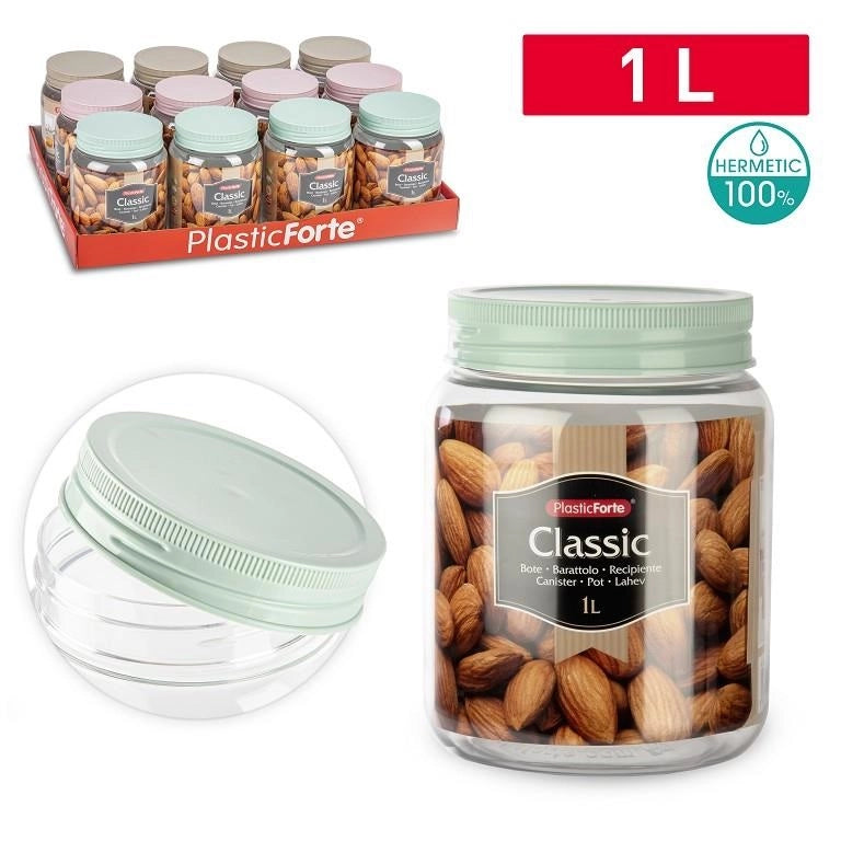 1 Pezzo Barattolo da Cucina Multiuso in Plastica Classic 1000 ml Vari Colori