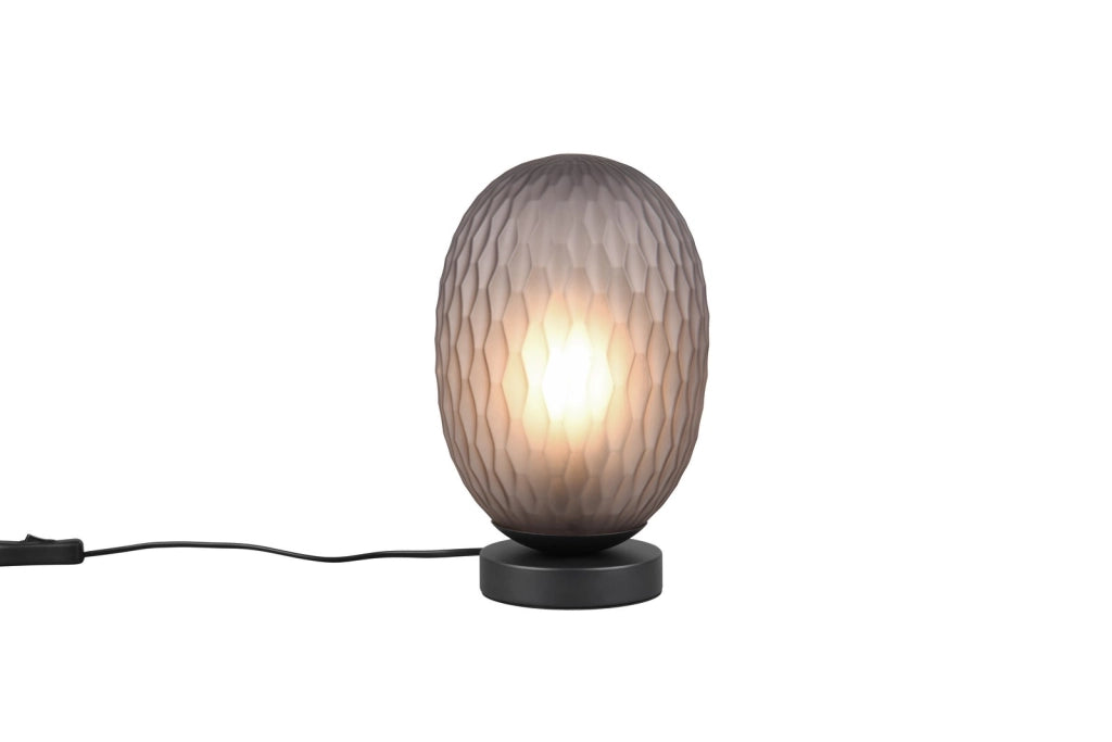 Lampada da tavolo FACETTE vetro fumé nero E27 Trio