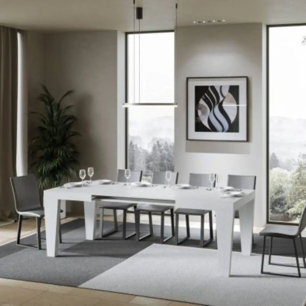 Tavolo allungabile 140/400x90 cm Spimbo colore bianco frassino