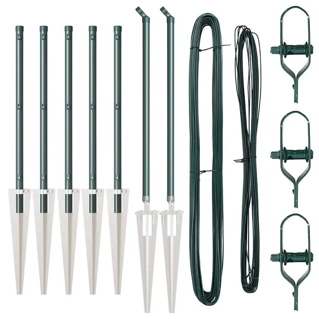 Palo della recinzione 7 pcs Verde Acciaio 42004240