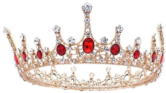 Diadema a Corona con Progettazione in Oro - Pailletti in Cristallo - Diadema da Sposa - Cintura Femminile - Capelli da Sposa - Leggero e Duraturo