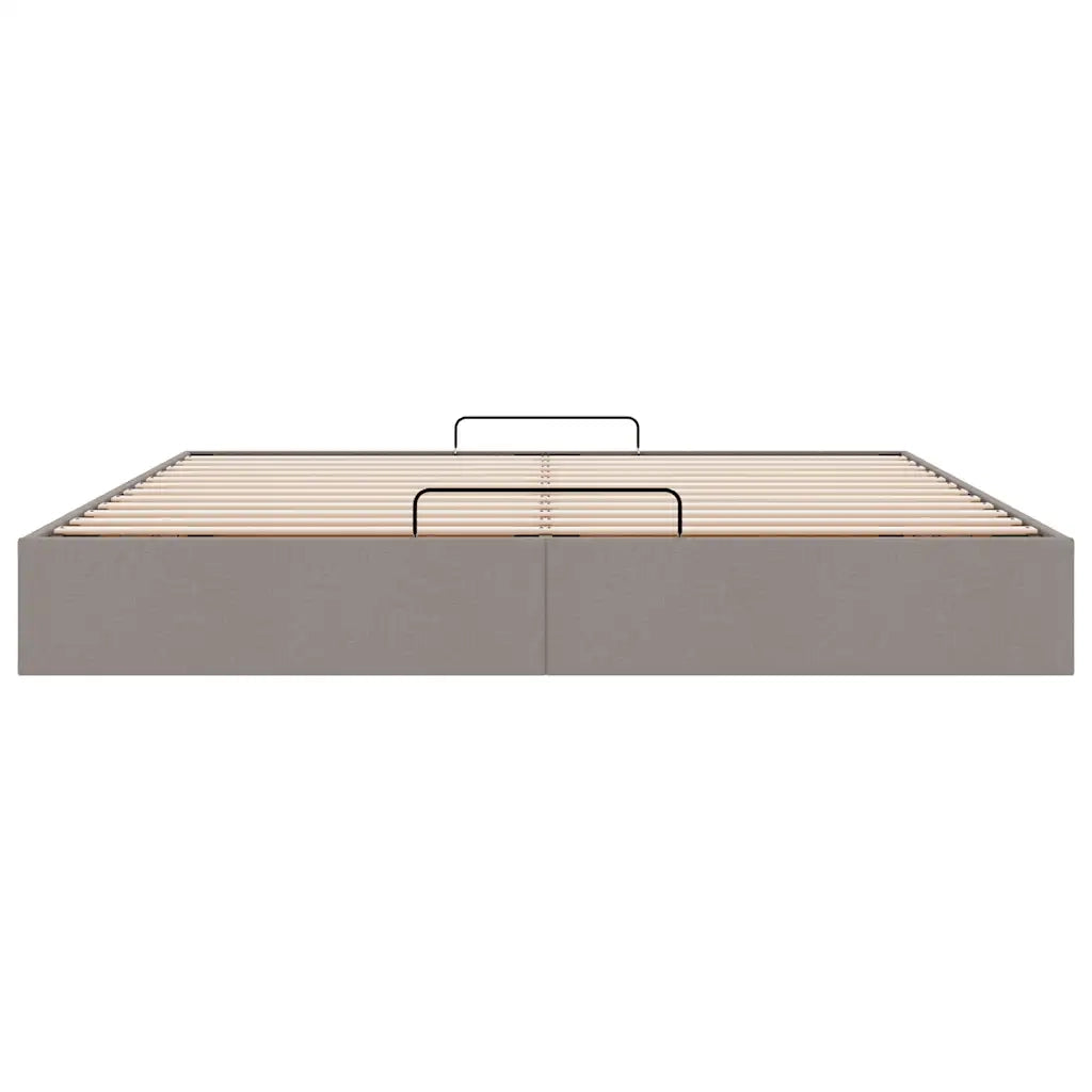 Struttura Letto Pouf senza Materasso-Giroletto con contenitore Tortora 200x200 cm Tessuto