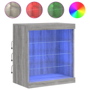 Credenza | Madia | Buffet da pranzo | Armadio da pranzo con Luci LED Grigio Sonoma 60,5x37x67 cm