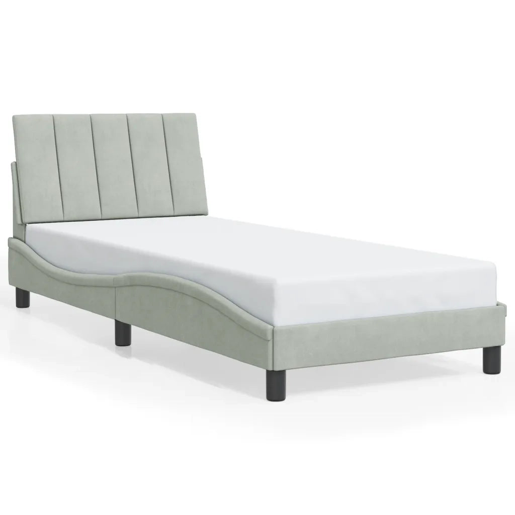 Giroletto con LED senza Materasso-Struttura Letto Hanko Grigio Chiaro 90x200 cm in Velluto