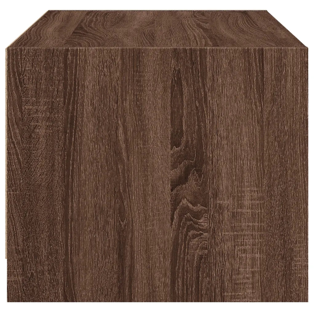 Tavolino da Salotto con Ante in Vetro-Tavolino da soggiorno Rovere Marrone 68x50x42cm