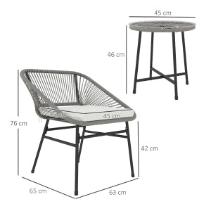Set Salotto da Giardino in Polyrattan per 2 Posti ¨C MINIMAL ¨C 3 Pezzi, Cuscini, Antracite