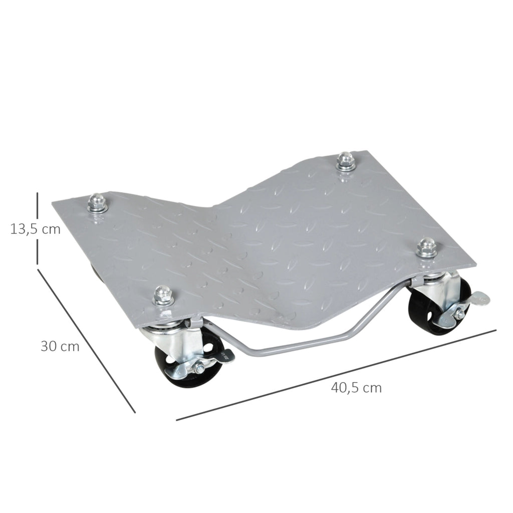 Carrello di sollevamento, 2 pezzi, ausilio per il cambio gomme, cric per auto con 4 ruote, grigio, 40,5x30x13,5 cm, per auto e officina