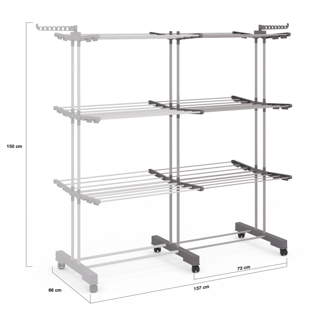 IDMarket - 40M MAXI grigio Asciugabiancheria estensibile a 3 livelli