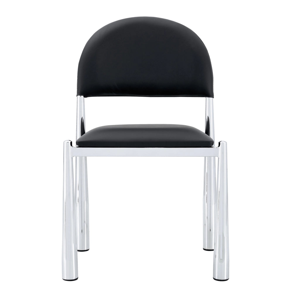 Sedia da pranzo 80 cm con schienale ergonomico in PU nero