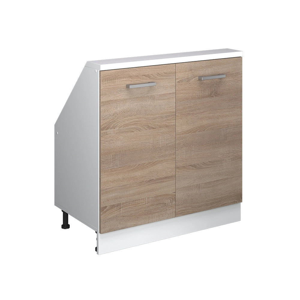 Mobile cucina sottotetto R-Line Sonoma/Bianco 80 cm con 2 porte Vicco