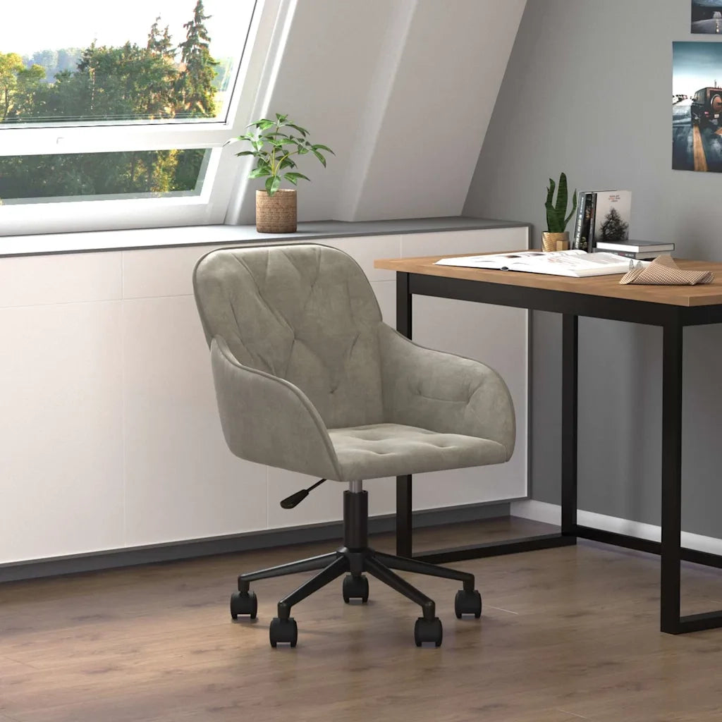 Sedia da Ufficio Girevole in Velluto Grigio Chiarocod mxl 94586