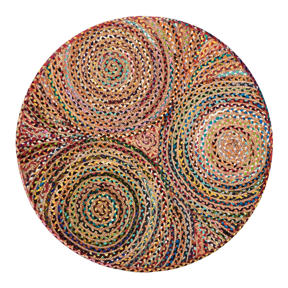 Tappeto moderno hippie Multicolore rosa rosso arancione blu rotondo 140 cm cotone intrecciato camera da letto soggiorno