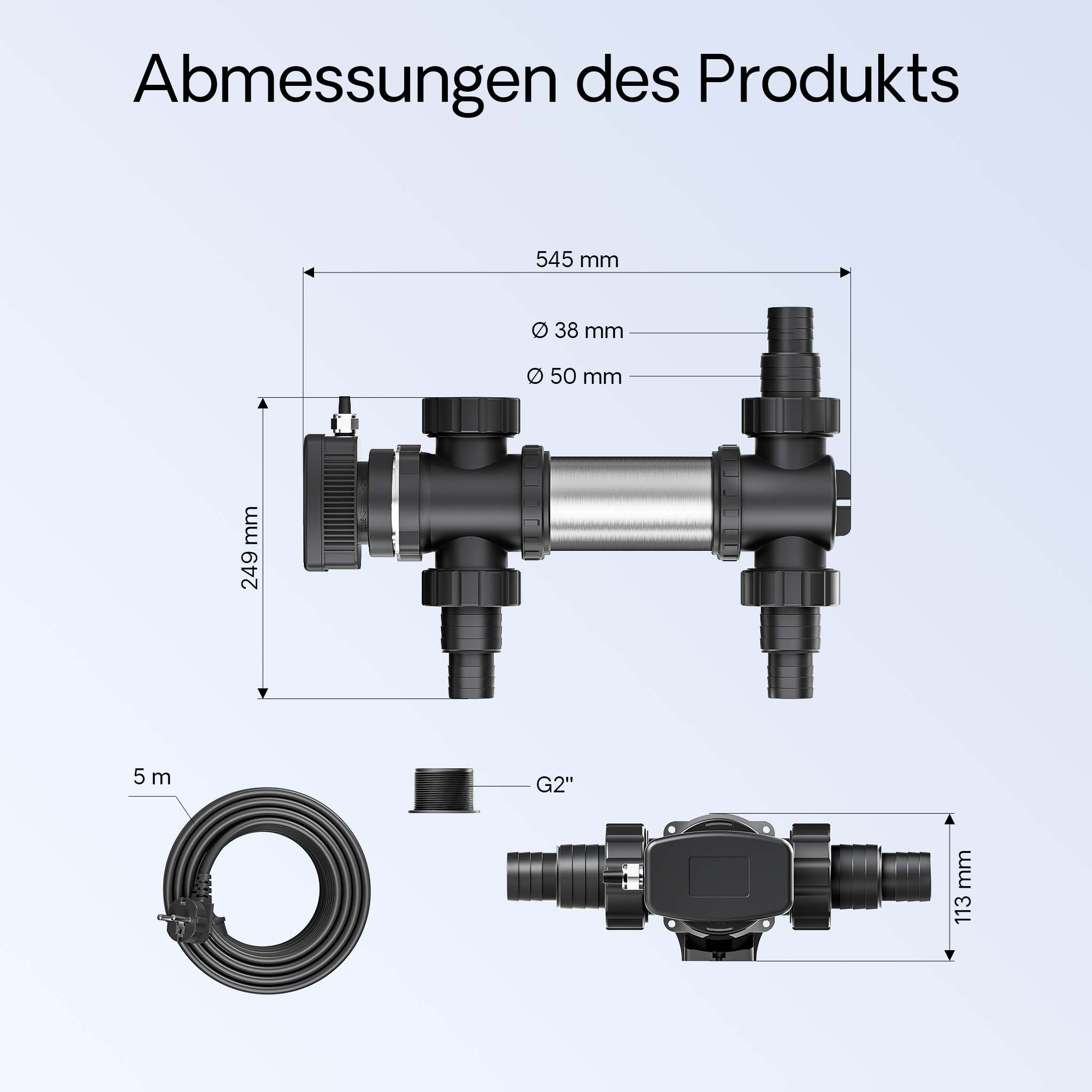 CUV-724 Chiarificatore per laghetti in acciaio inox 24W Sterilizzatore UVC