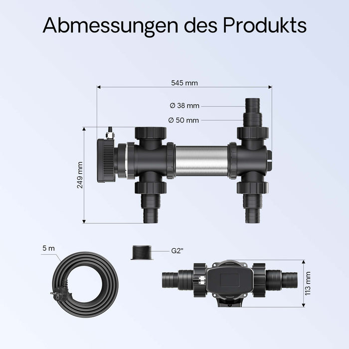 CUV-724 Chiarificatore per laghetti in acciaio inox 24W Sterilizzatore UVC