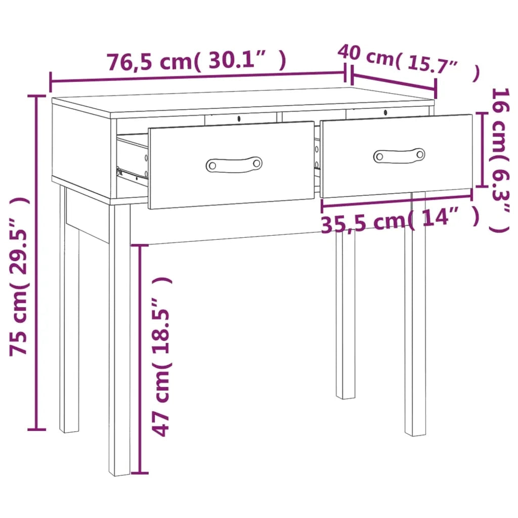 Tavolo Consolle 76,5x40x75 cm in Legno Massello di Pino 821749