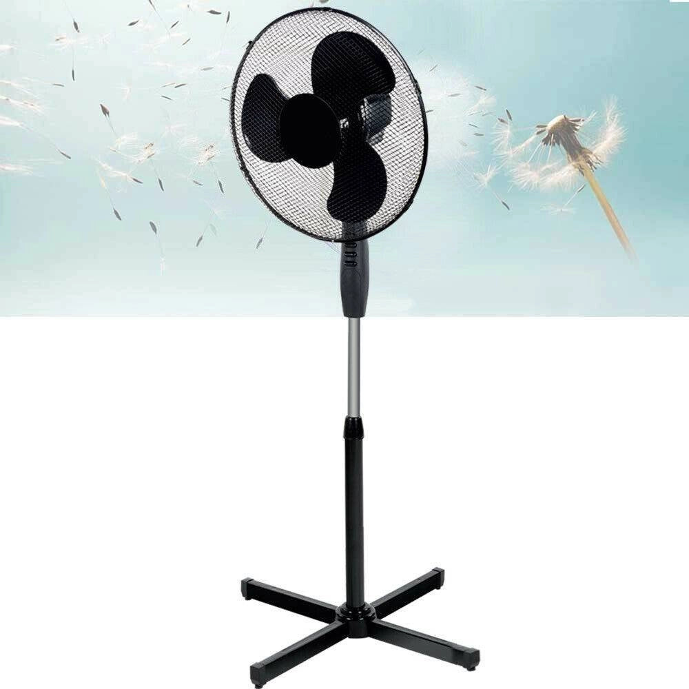 Trade Shop - Ventilatore A Colonna Piantana 45w Pale 40cm 3 Velocità Altezza Regolabile Nero -