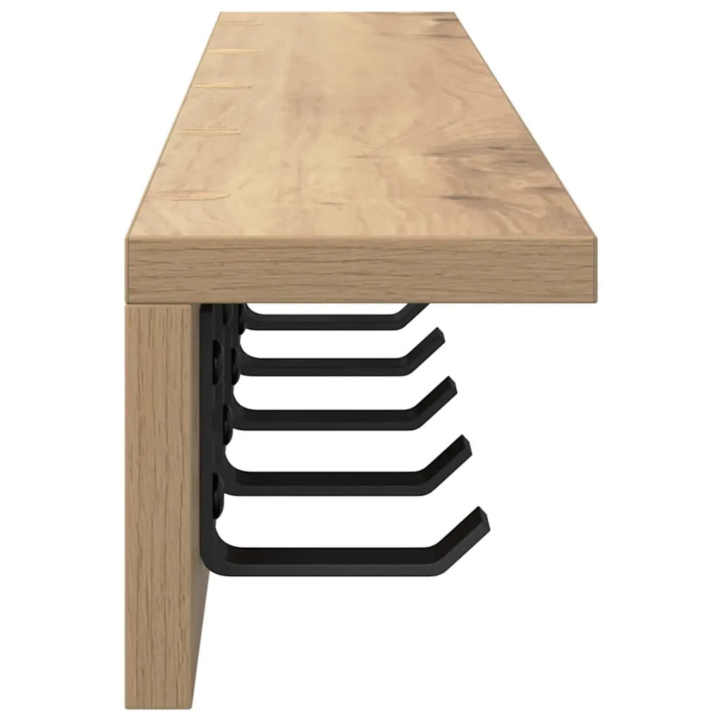 Appendiabiti a muro Rovere artigianale 80 x 10,5 x 10,5 cm 874370