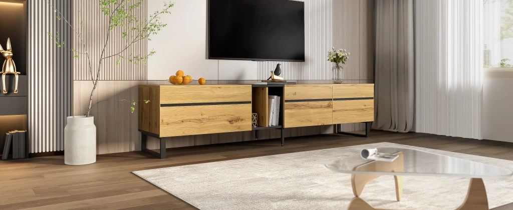 Cassettiera TV in truciolato color legno 180 cm