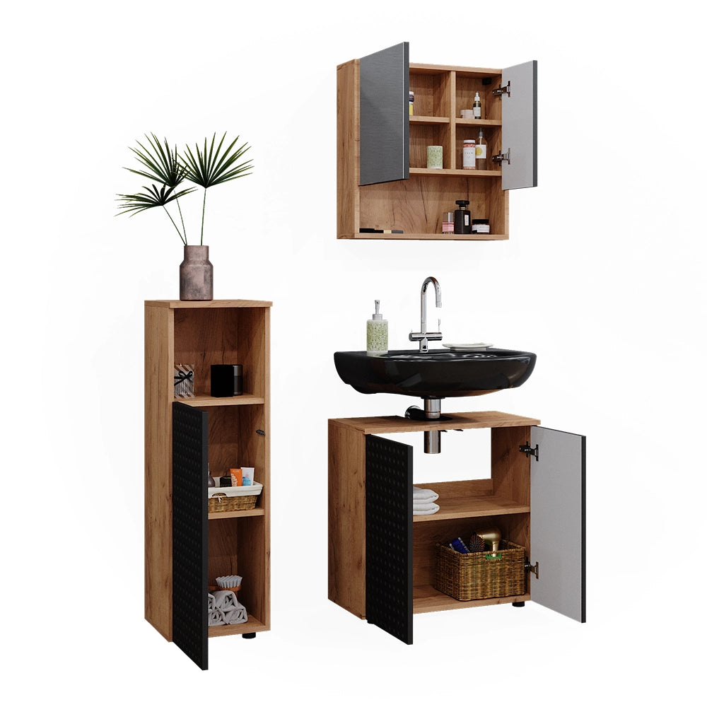 Vicco Set mobili bagno Antracite puntinato 3 parti