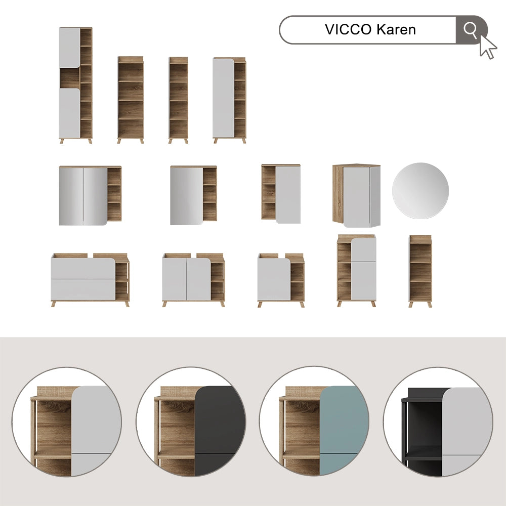 Vicco Set di mobili da bagno Sonoma/antracite 3 parti