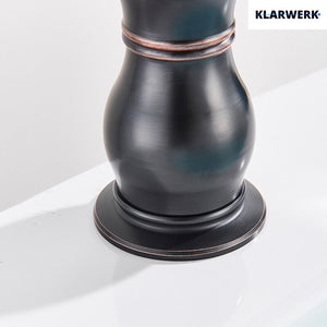 NALA | Rubinetto da bagno basso vintage Gastro nero spazzolato |. Rubinetto per lavabo retrò premium in acciaio inossidabile piccolo |