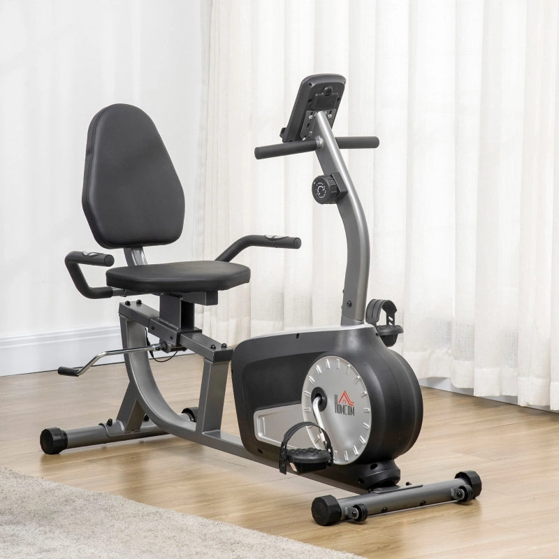 Cyclette con 8 livelli di resistenza, 122-137 x 62 x 103 cm, acciaio, grigio+nero+argento