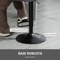 Set 2 Sgabelli da Bar ad Altezza Regolabile con Seduta Ergonomica e Poggiapiedi, Sgabelli Alti in Effetto Velluto e Metallo, 47x51.5x92-114 cm, Grigio