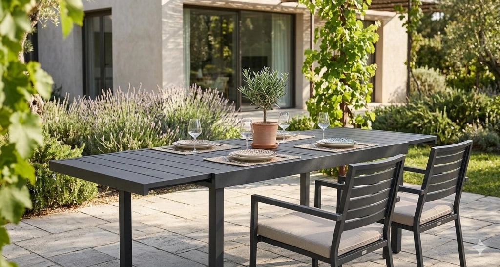 Tavolo Allungabile da Giardino 156/213x95x75 cm Pella in Ferro Antracite
