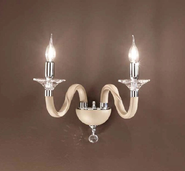 APPLIQUE GALA 2 LUCI ATTACCO E14 TORTORA E CROMO L.37CM