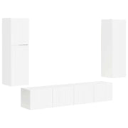 Set mobile TV 4 pz | Armadietto TV | Mobile Porta TV Bianco Lucido Legno multistrato