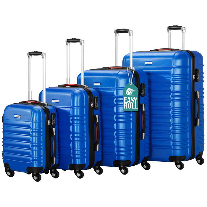 Set 4 Valigie Rigide Trolley Easy Roll Bagaglio a Mano e Stiva da Viaggio in ABS Blu