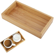 Piatto di servizio in bambù - rettangolare - maniglia in legno - decorativo - dimensioni 19,2 x 10,2 x 3 cm