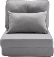 Sofa letto pieghevole – 5 volte pieghevole, con schienale regolabile e cuscino – Schienale regolabile con cuscino – Cuscino pieghevole per soggiorno e camera da letto – Grigio