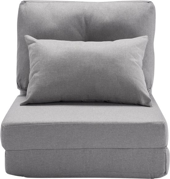 Sofa letto pieghevole – 5 volte pieghevole, con schienale regolabile e cuscino – Schienale regolabile con cuscino – Cuscino pieghevole per soggiorno e camera da letto – Grigio