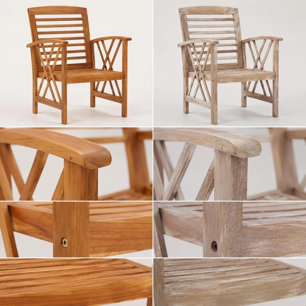 Garden Chairs, 2 Pieces, Solid Acacia Wood